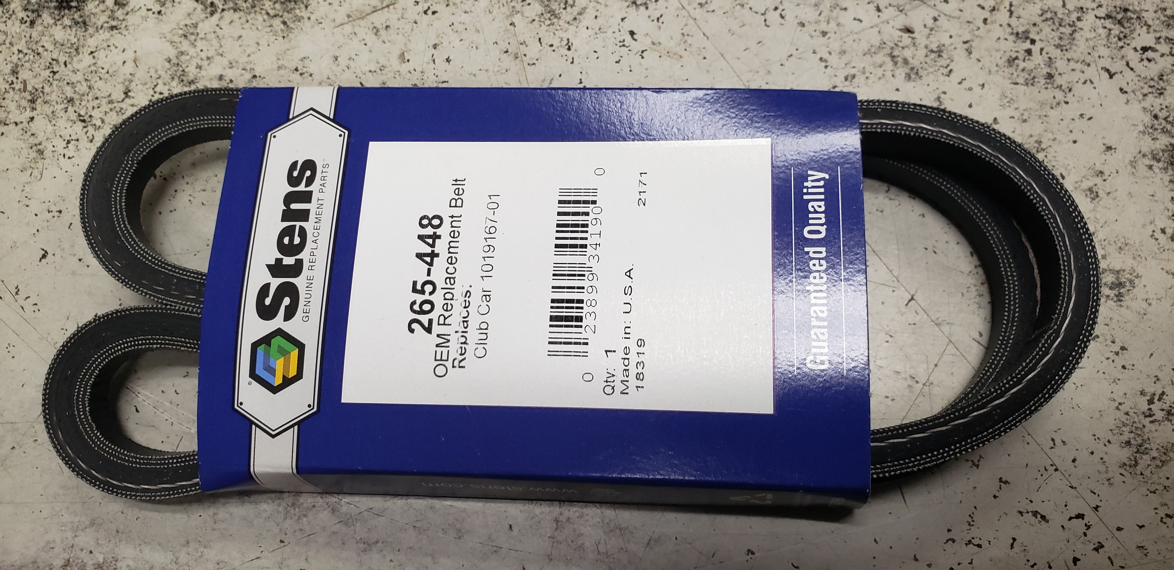 Stens 265-448 Oem Spec Belt Replaces Club Car 1019167-01 Stens 265-448 Oem Spec Belt Replaces Club Car 1019167-01